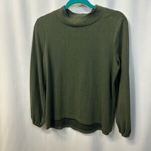 Old Navy Olive Green Long Sleeve Balloon Sleeve Mock Neck Blouse Medium